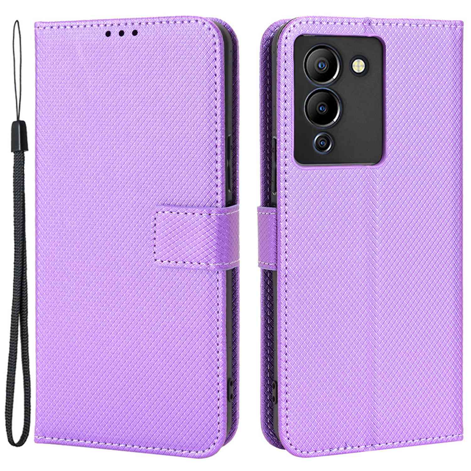 For Infinix Note 12 G96 4G/Note 12 Turbo Drop-proof Phone Flip Wallet Case Anti-wear Diamond Texture PU Leather Cover Stand Card Holder with Wrist Strap