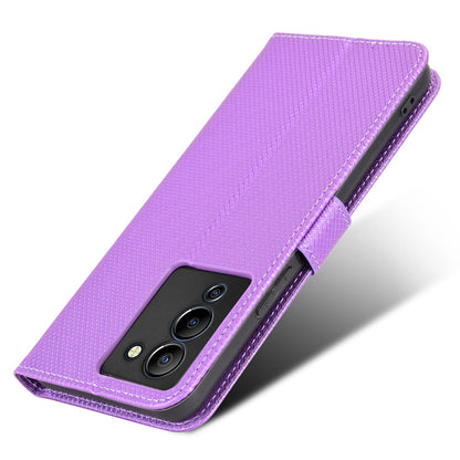 For Infinix Note 12 G96 4G/Note 12 Turbo Drop-proof Phone Flip Wallet Case Anti-wear Diamond Texture PU Leather Cover Stand Card Holder with Wrist Strap