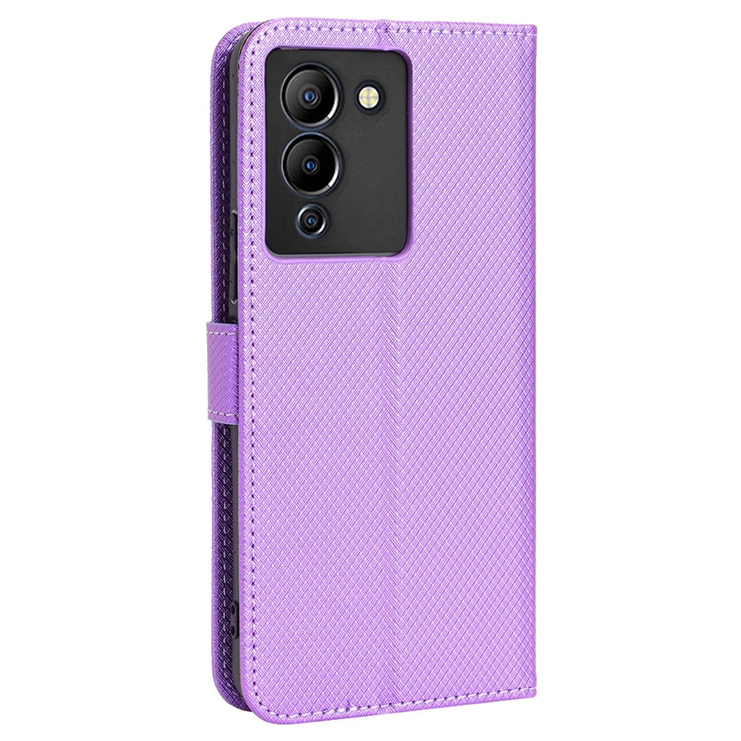 For Infinix Note 12 G96 4G/Note 12 Turbo Drop-proof Phone Flip Wallet Case Anti-wear Diamond Texture PU Leather Cover Stand Card Holder with Wrist Strap