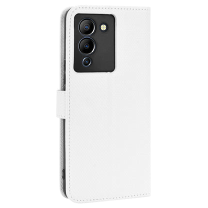 For Infinix Note 12 G96 4G/Note 12 Turbo Drop-proof Phone Flip Wallet Case Anti-wear Diamond Texture PU Leather Cover Stand Card Holder with Wrist Strap