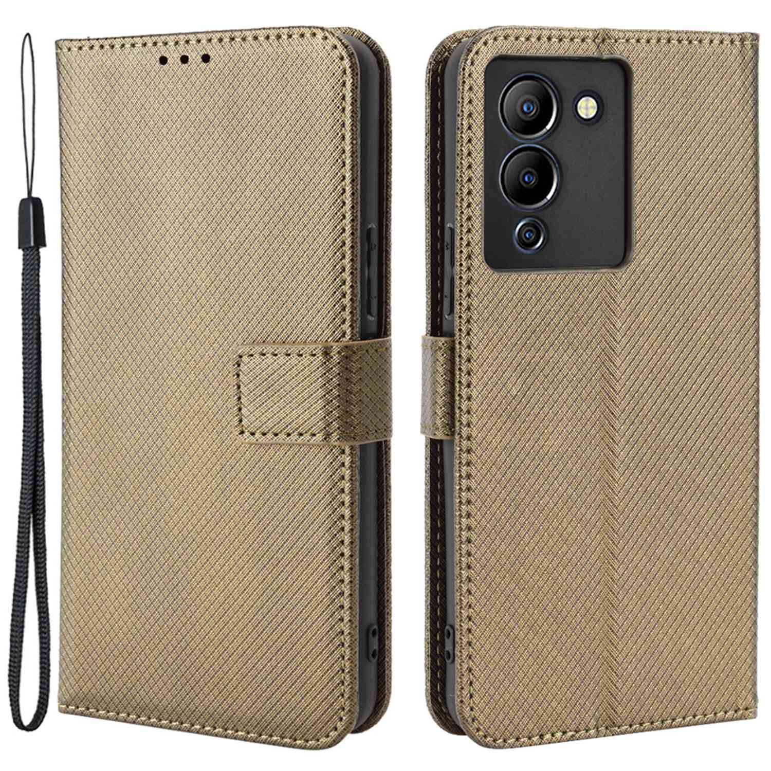 For Infinix Note 12 G96 4G/Note 12 Turbo Drop-proof Phone Flip Wallet Case Anti-wear Diamond Texture PU Leather Cover Stand Card Holder with Wrist Strap