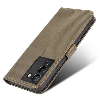 For Infinix Note 12 G96 4G/Note 12 Turbo Drop-proof Phone Flip Wallet Case Anti-wear Diamond Texture PU Leather Cover Stand Card Holder with Wrist Strap