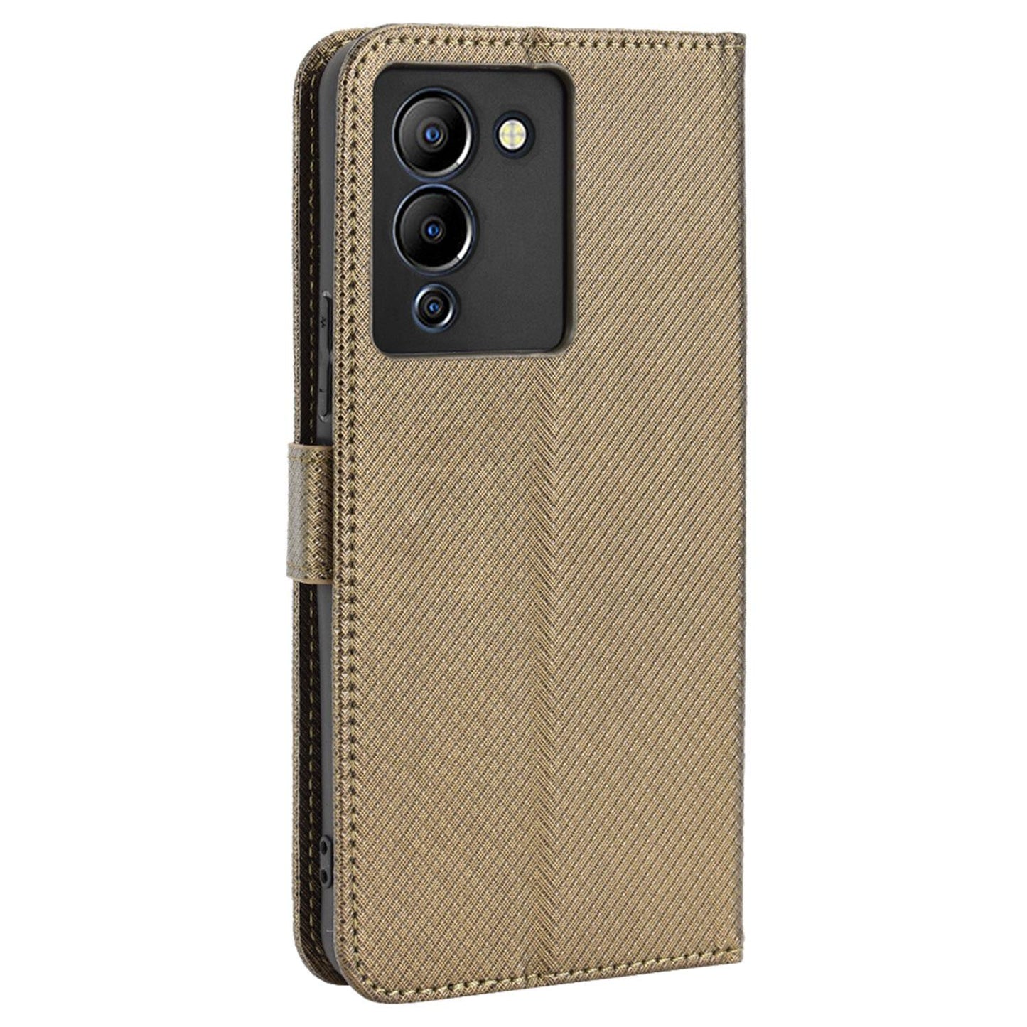 For Infinix Note 12 G96 4G/Note 12 Turbo Drop-proof Phone Flip Wallet Case Anti-wear Diamond Texture PU Leather Cover Stand Card Holder with Wrist Strap