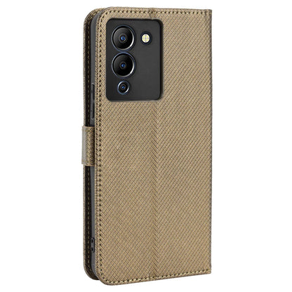 For Infinix Note 12 G96 4G/Note 12 Turbo Drop-proof Phone Flip Wallet Case Anti-wear Diamond Texture PU Leather Cover Stand Card Holder with Wrist Strap