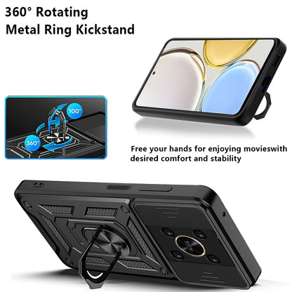 For Honor X9 4G / 5G Impact Resistant Cell Phone Shell Kickstand PC + TPU Hybrid Cover Slide Camera Protection Phone Case
