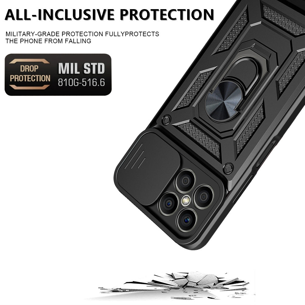 For Honor X8 Bump Proof Cell Phone Shell Kickstand PC + TPU Hybrid Cover Slide Camera Protection Phone Case