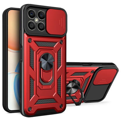 For Honor X8 Bump Proof Cell Phone Shell Kickstand PC + TPU Hybrid Cover Slide Camera Protection Phone Case