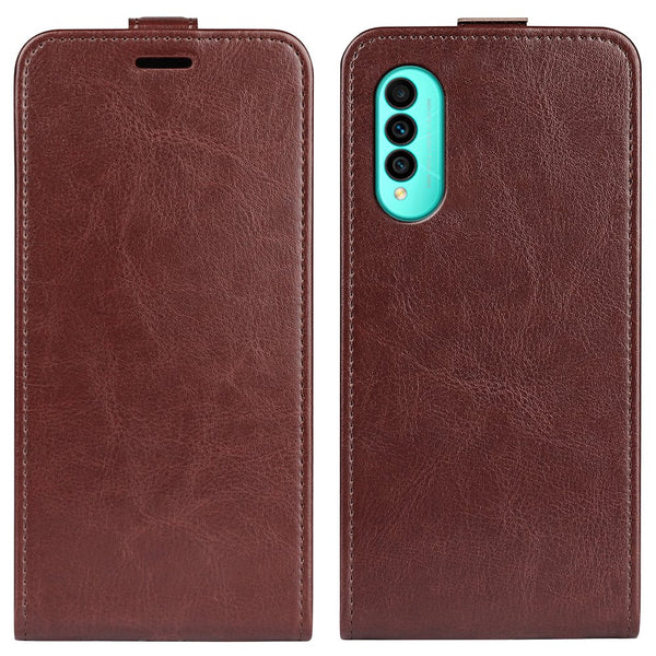 For Wiko T50 4G Fall Resistant Vertical Flip Crazy Horse Texture PU Leather Cover Card Holder Phone Case