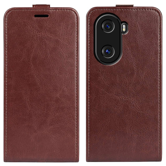 For Honor X40i 5G Full Protection Vertical Flip Crazy Horse Texture PU Leather Cover Card Holder Anti-scratch Phone Case