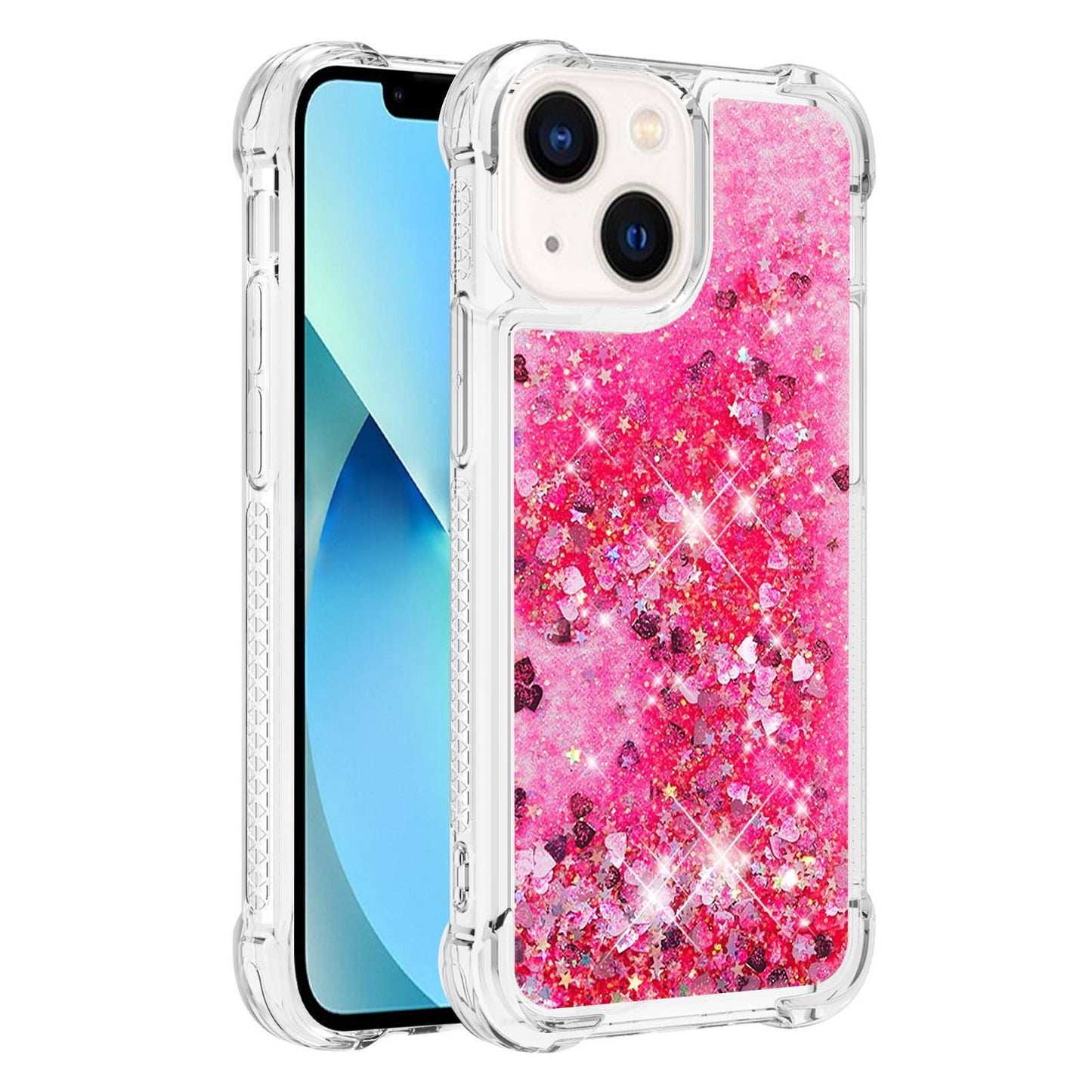 YB Quicksand Series-1 for iPhone 14 6.1 inch, Liquid Floating Glitter Sequins TPU Back Cover Anti-scratch Phone Case