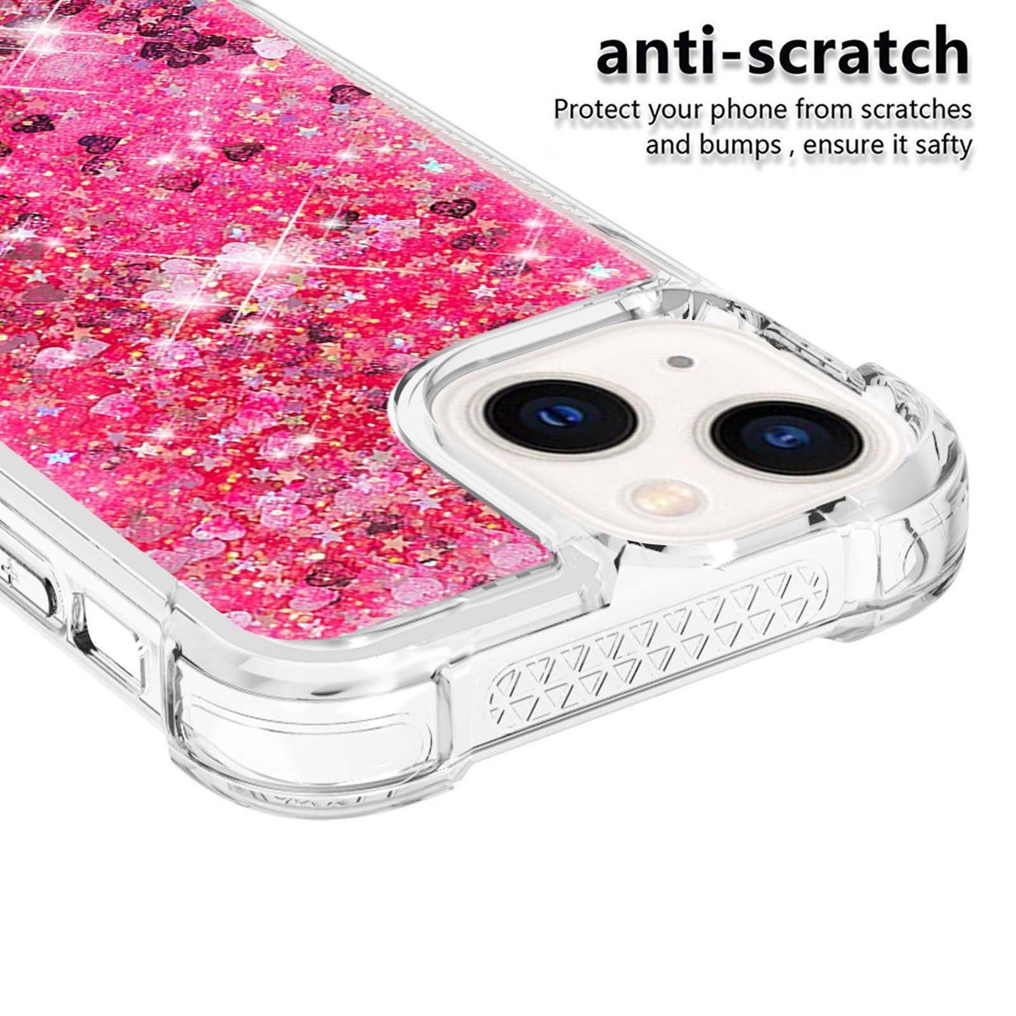 YB Quicksand Series-1 for iPhone 14 6.1 inch, Liquid Floating Glitter Sequins TPU Back Cover Anti-scratch Phone Case