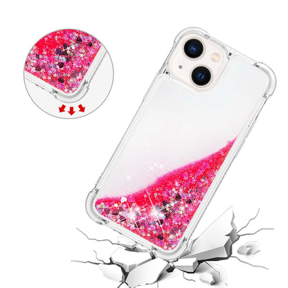 YB Quicksand Series-1 for iPhone 14 6.1 inch, Liquid Floating Glitter Sequins TPU Back Cover Anti-scratch Phone Case