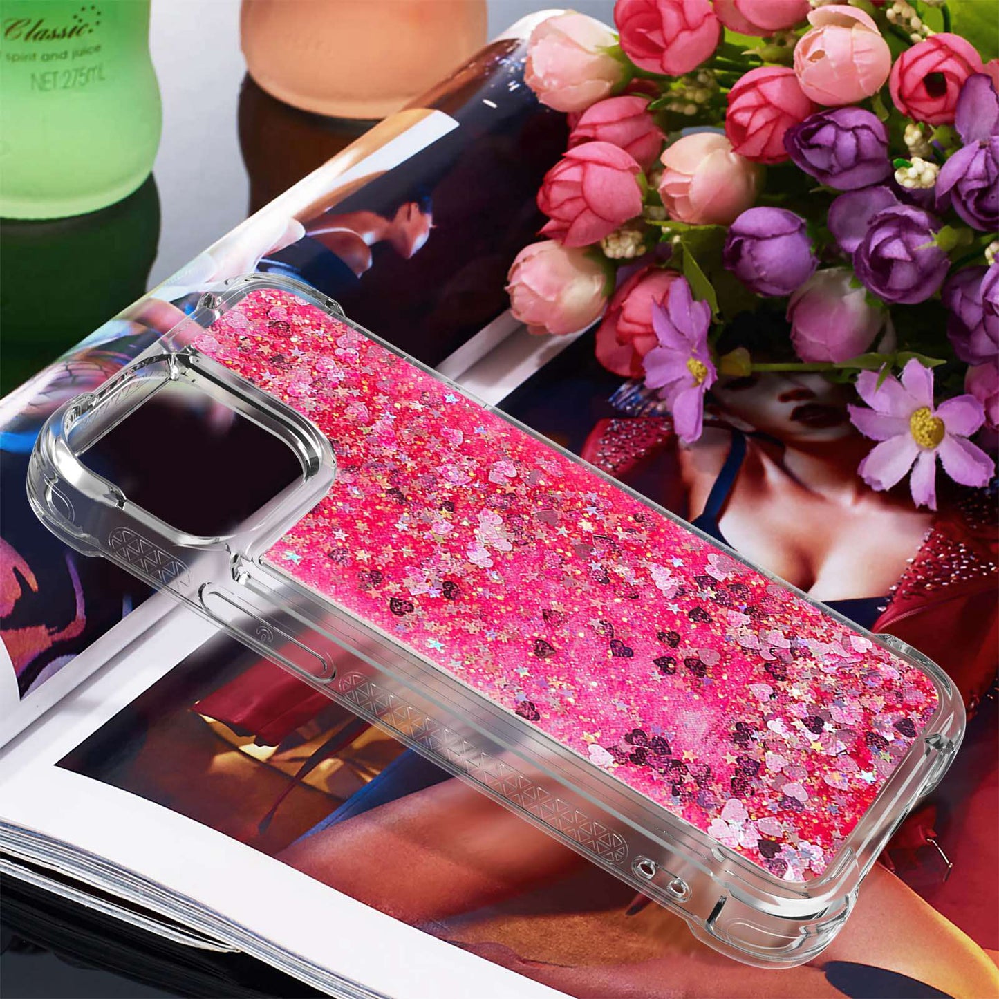 YB Quicksand Series-1 for iPhone 14 6.1 inch, Liquid Floating Glitter Sequins TPU Back Cover Anti-scratch Phone Case
