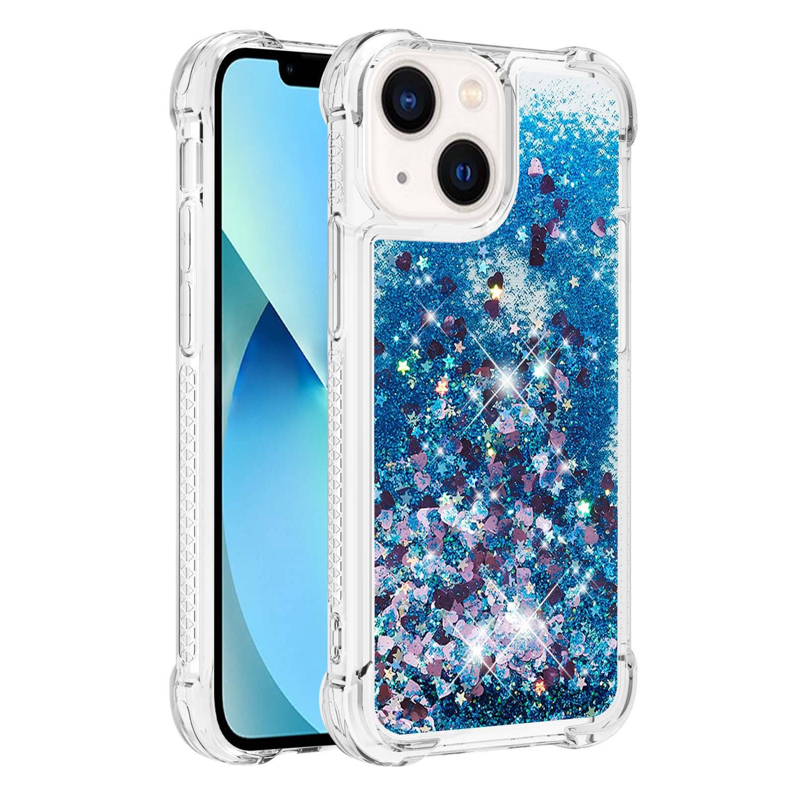 YB Quicksand Series-1 for iPhone 14 6.1 inch, Liquid Floating Glitter Sequins TPU Back Cover Anti-scratch Phone Case