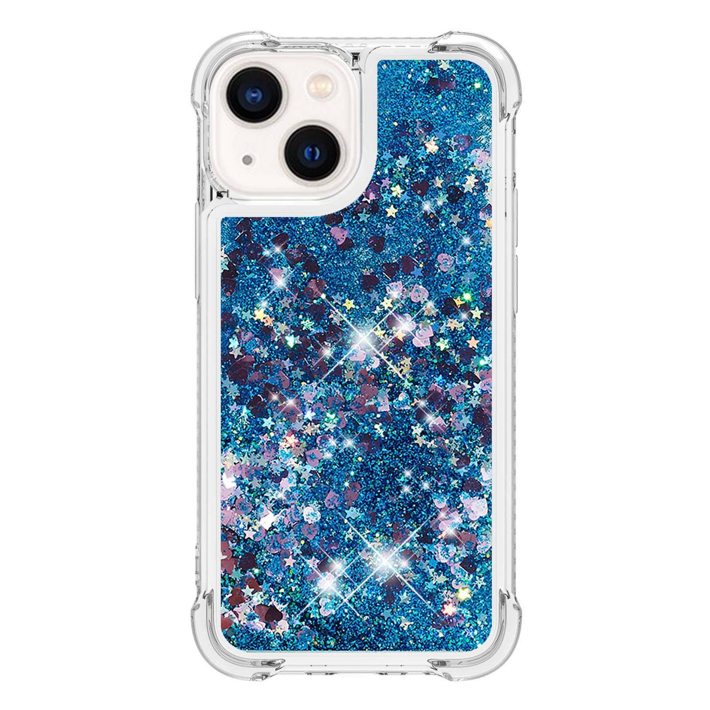 YB Quicksand Series-1 for iPhone 14 6.1 inch, Liquid Floating Glitter Sequins TPU Back Cover Anti-scratch Phone Case