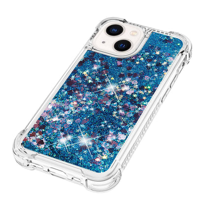 YB Quicksand Series-1 for iPhone 14 6.1 inch, Liquid Floating Glitter Sequins TPU Back Cover Anti-scratch Phone Case