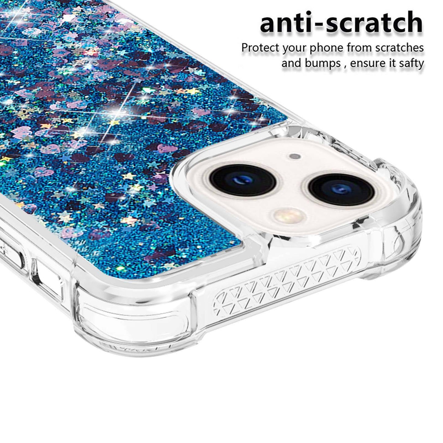 YB Quicksand Series-1 for iPhone 14 6.1 inch, Liquid Floating Glitter Sequins TPU Back Cover Anti-scratch Phone Case
