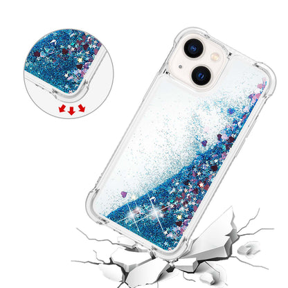 YB Quicksand Series-1 for iPhone 14 6.1 inch, Liquid Floating Glitter Sequins TPU Back Cover Anti-scratch Phone Case