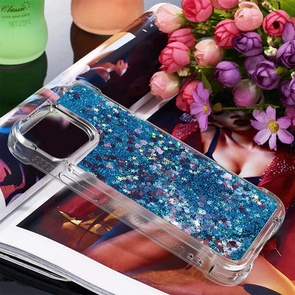 YB Quicksand Series-1 for iPhone 14 6.1 inch, Liquid Floating Glitter Sequins TPU Back Cover Anti-scratch Phone Case