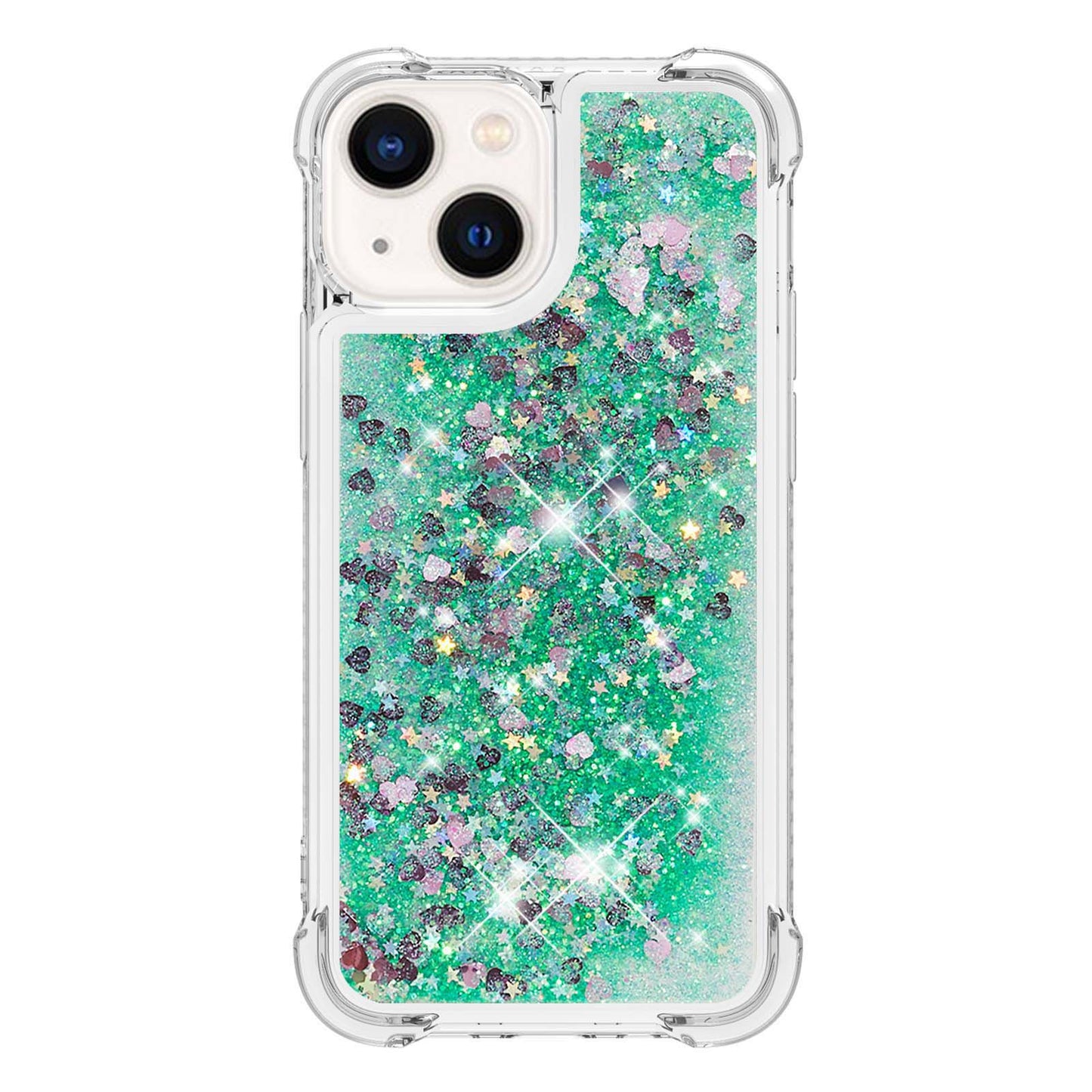 YB Quicksand Series-1 for iPhone 14 6.1 inch, Liquid Floating Glitter Sequins TPU Back Cover Anti-scratch Phone Case