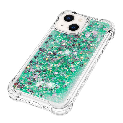 YB Quicksand Series-1 for iPhone 14 6.1 inch, Liquid Floating Glitter Sequins TPU Back Cover Anti-scratch Phone Case
