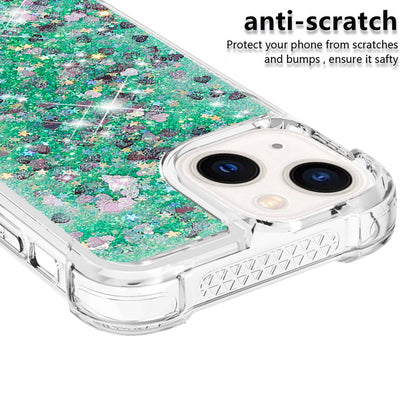 YB Quicksand Series-1 for iPhone 14 6.1 inch, Liquid Floating Glitter Sequins TPU Back Cover Anti-scratch Phone Case
