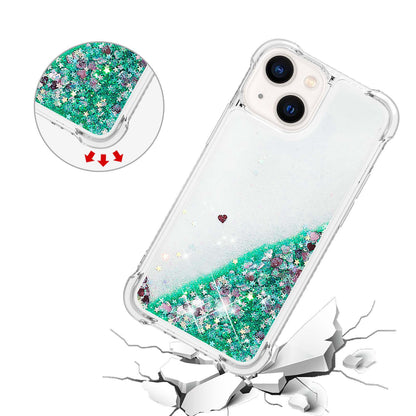 YB Quicksand Series-1 for iPhone 14 6.1 inch, Liquid Floating Glitter Sequins TPU Back Cover Anti-scratch Phone Case