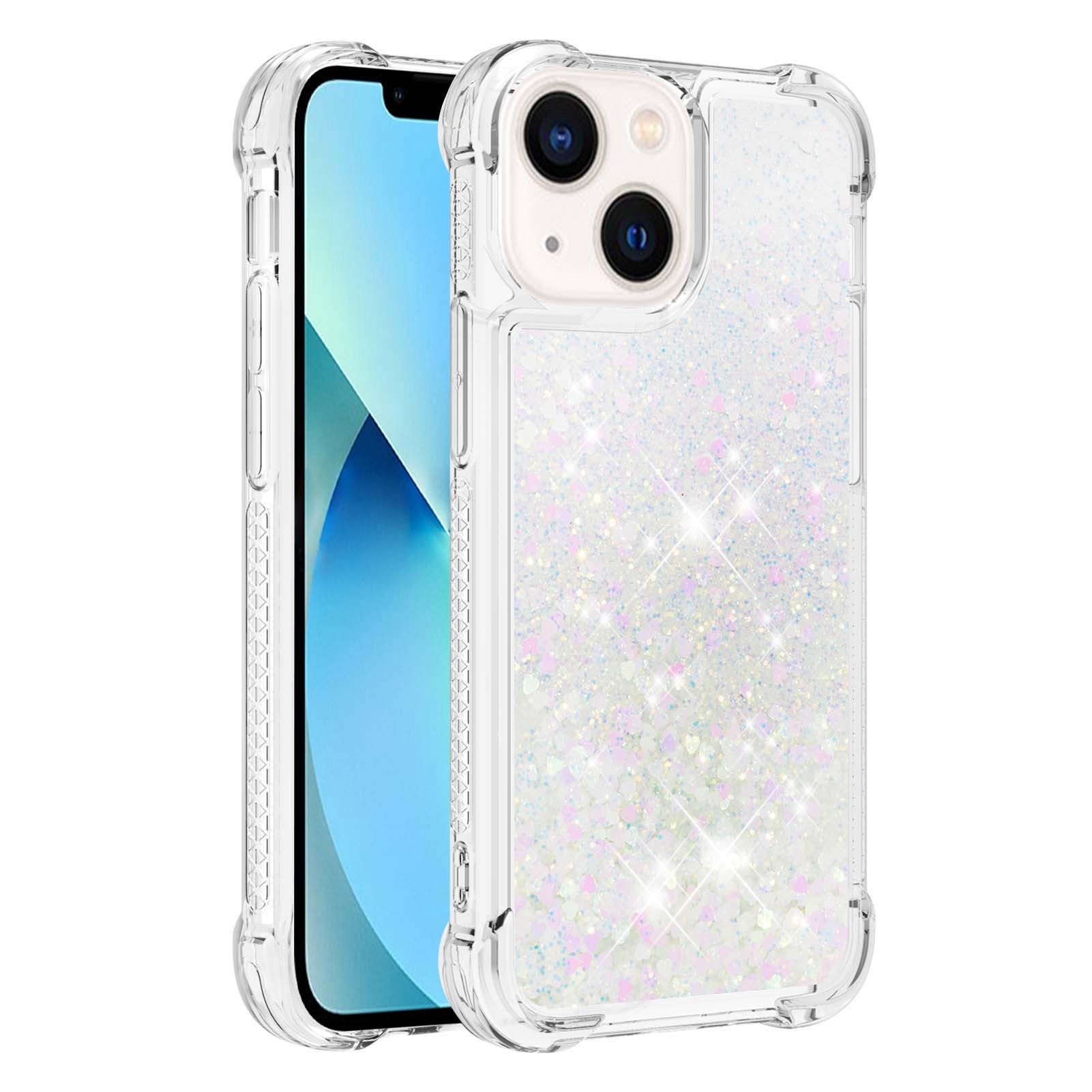 YB Quicksand Series-1 for iPhone 14 6.1 inch, Liquid Floating Glitter Sequins TPU Back Cover Anti-scratch Phone Case