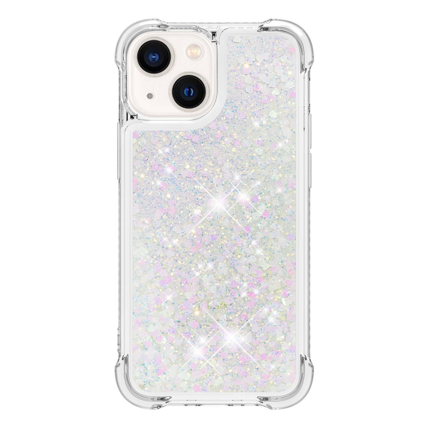 YB Quicksand Series-1 for iPhone 14 6.1 inch, Liquid Floating Glitter Sequins TPU Back Cover Anti-scratch Phone Case