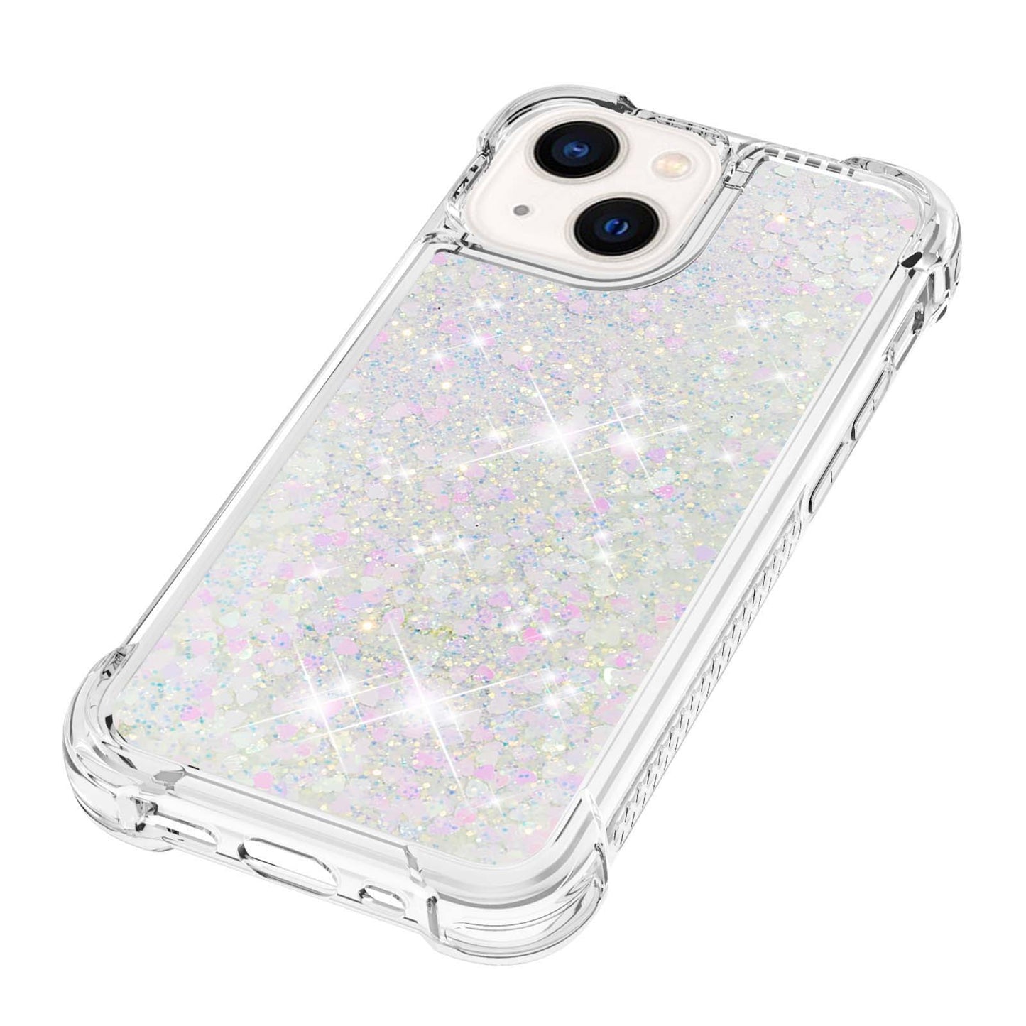 YB Quicksand Series-1 for iPhone 14 6.1 inch, Liquid Floating Glitter Sequins TPU Back Cover Anti-scratch Phone Case