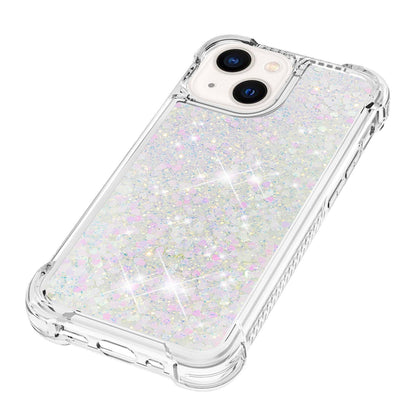 YB Quicksand Series-1 for iPhone 14 6.1 inch, Liquid Floating Glitter Sequins TPU Back Cover Anti-scratch Phone Case