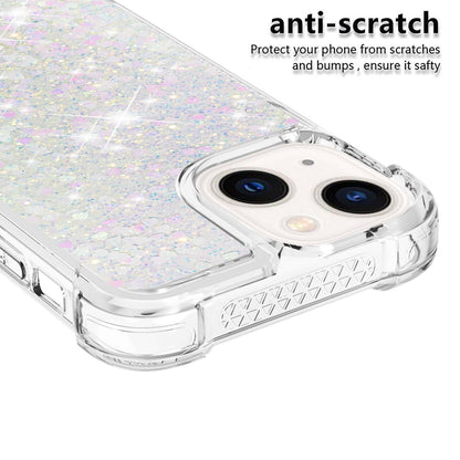 YB Quicksand Series-1 for iPhone 14 6.1 inch, Liquid Floating Glitter Sequins TPU Back Cover Anti-scratch Phone Case