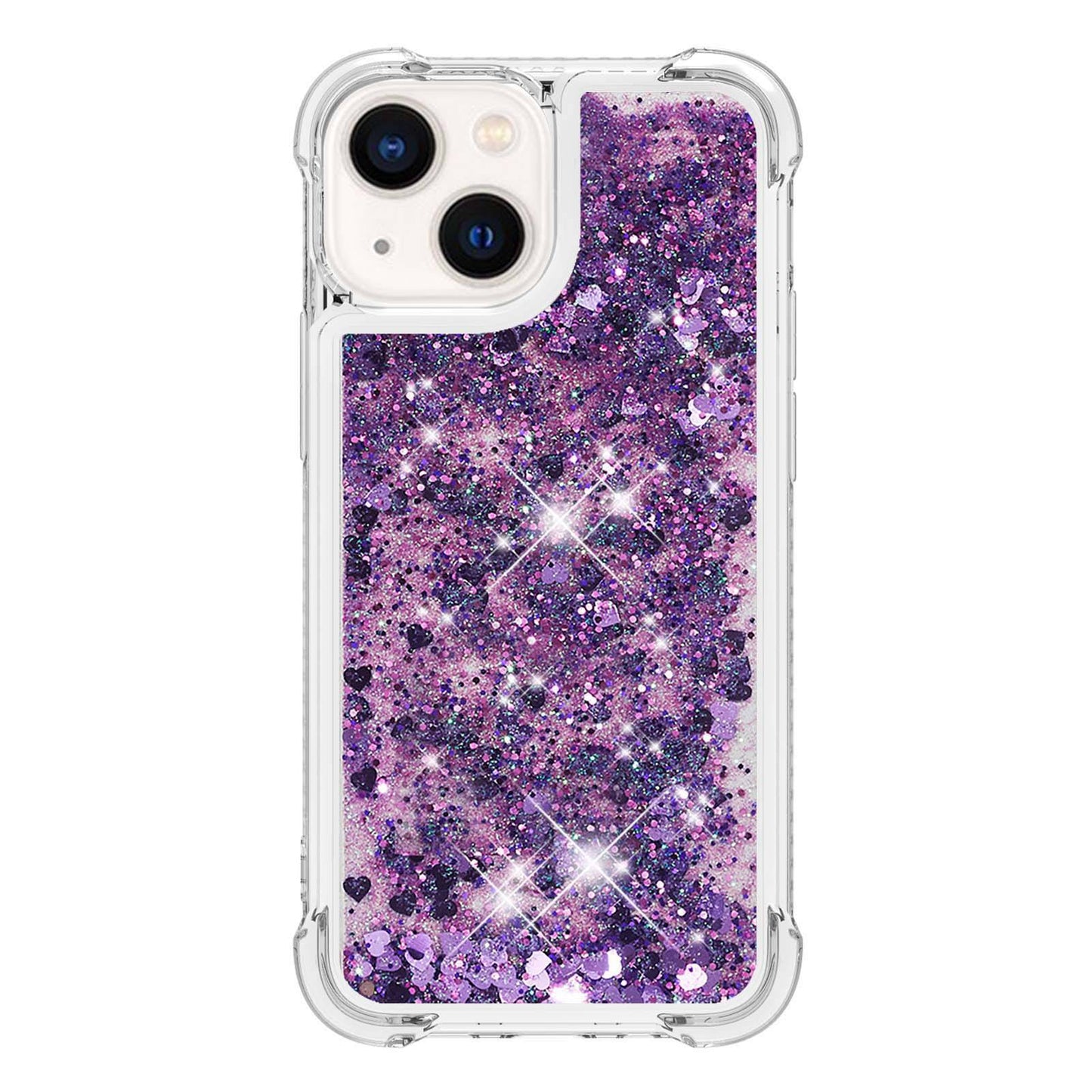 YB Quicksand Series-1 for iPhone 14 6.1 inch, Liquid Floating Glitter Sequins TPU Back Cover Anti-scratch Phone Case