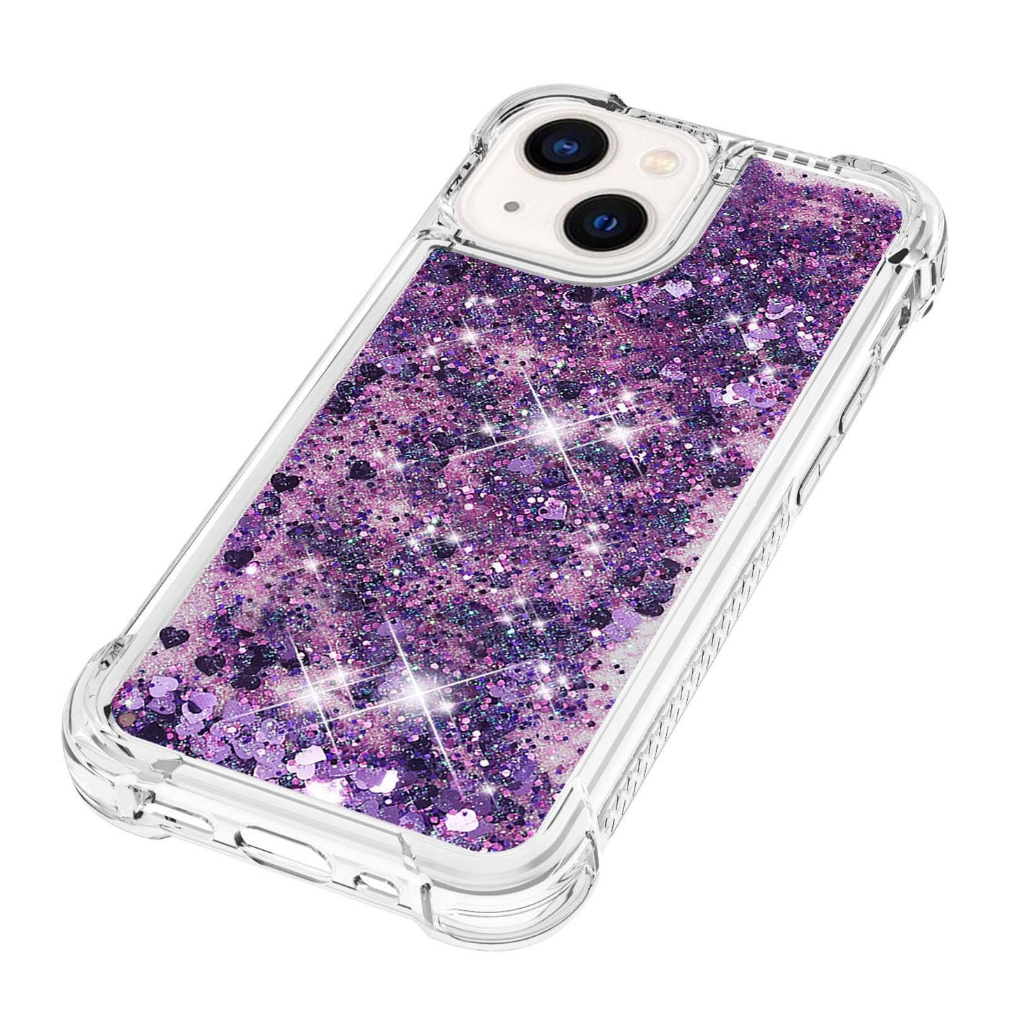 YB Quicksand Series-1 for iPhone 14 6.1 inch, Liquid Floating Glitter Sequins TPU Back Cover Anti-scratch Phone Case