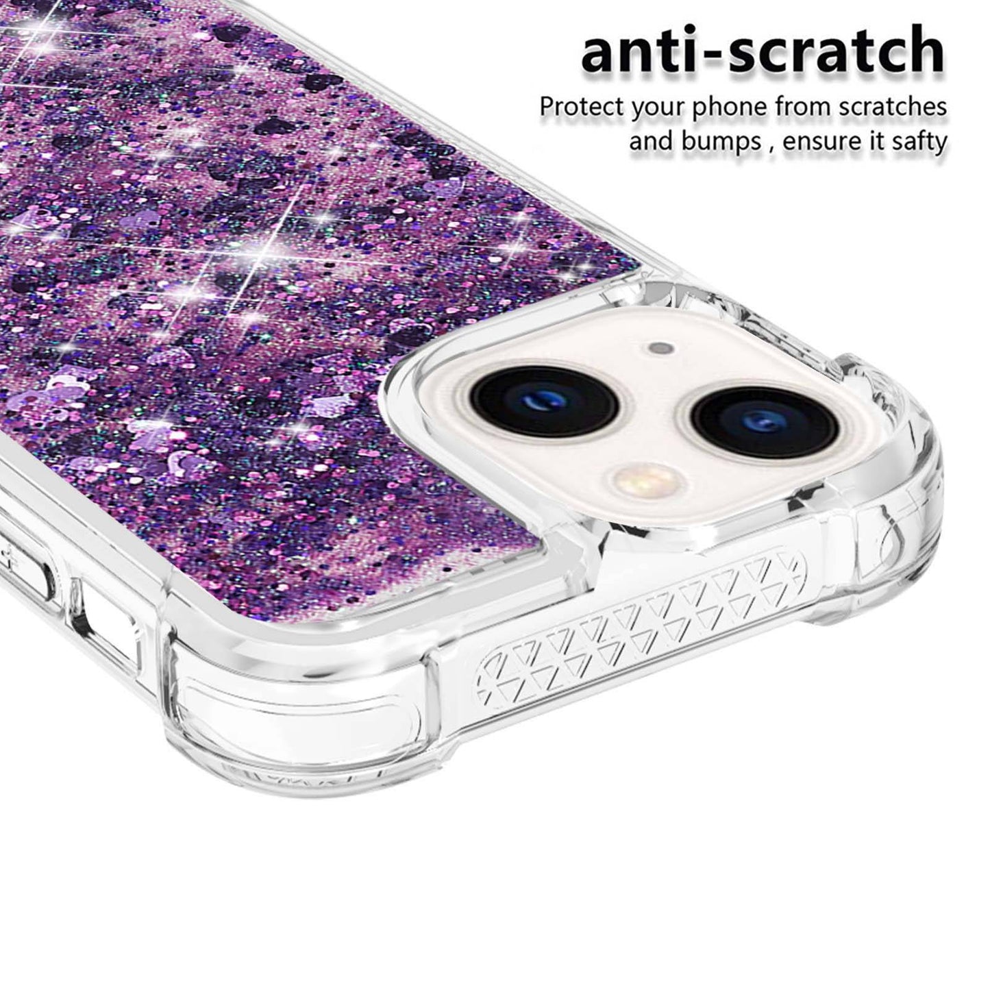 YB Quicksand Series-1 for iPhone 14 6.1 inch, Liquid Floating Glitter Sequins TPU Back Cover Anti-scratch Phone Case