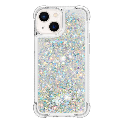 YB Quicksand Series-1 for iPhone 14 6.1 inch, Liquid Floating Glitter Sequins TPU Back Cover Anti-scratch Phone Case