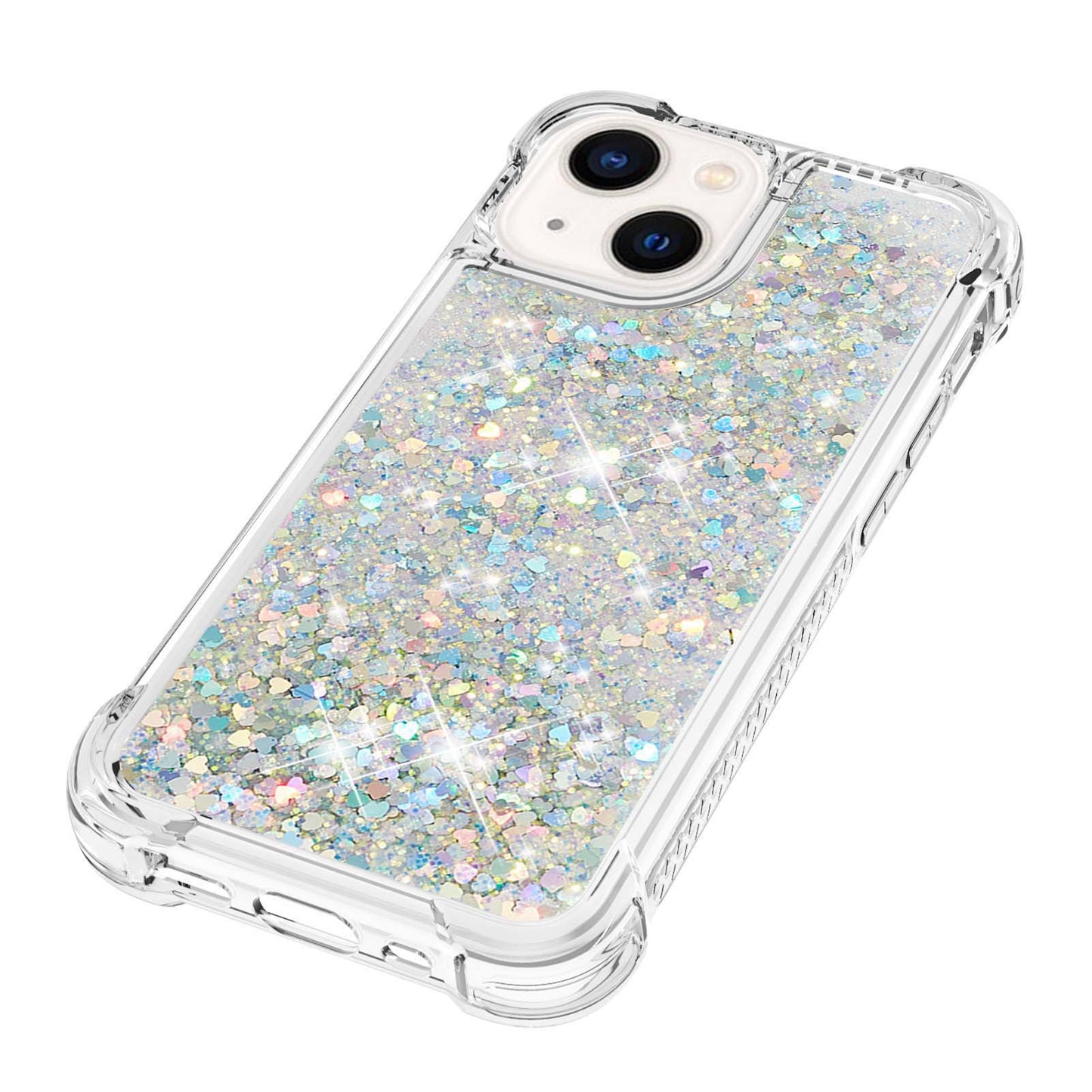 YB Quicksand Series-1 for iPhone 14 6.1 inch, Liquid Floating Glitter Sequins TPU Back Cover Anti-scratch Phone Case