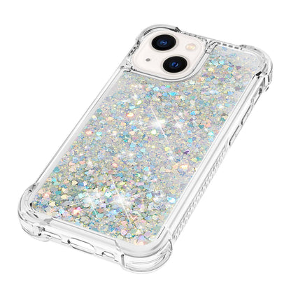 YB Quicksand Series-1 for iPhone 14 6.1 inch, Liquid Floating Glitter Sequins TPU Back Cover Anti-scratch Phone Case