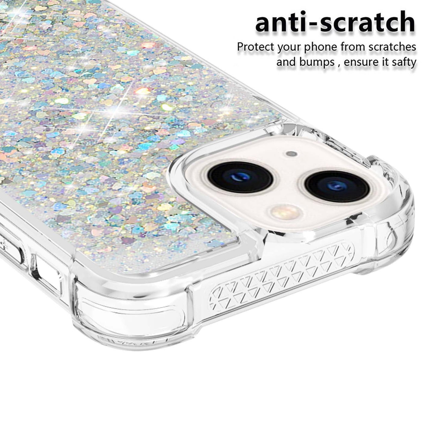 YB Quicksand Series-1 for iPhone 14 6.1 inch, Liquid Floating Glitter Sequins TPU Back Cover Anti-scratch Phone Case