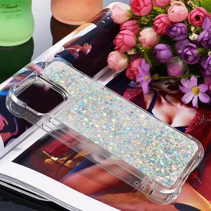YB Quicksand Series-1 for iPhone 14 6.1 inch, Liquid Floating Glitter Sequins TPU Back Cover Anti-scratch Phone Case