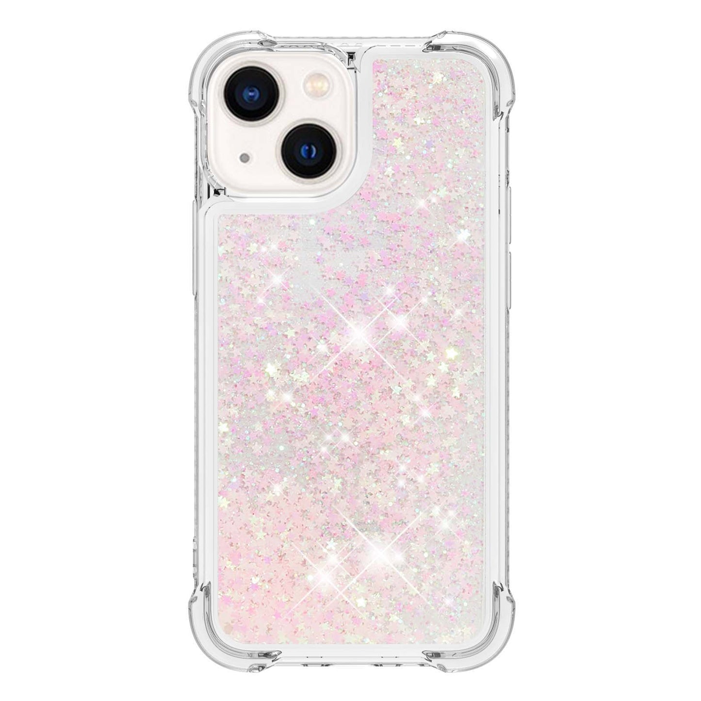 YB Quicksand Series-1 for iPhone 14 6.1 inch, Liquid Floating Glitter Sequins TPU Back Cover Anti-scratch Phone Case