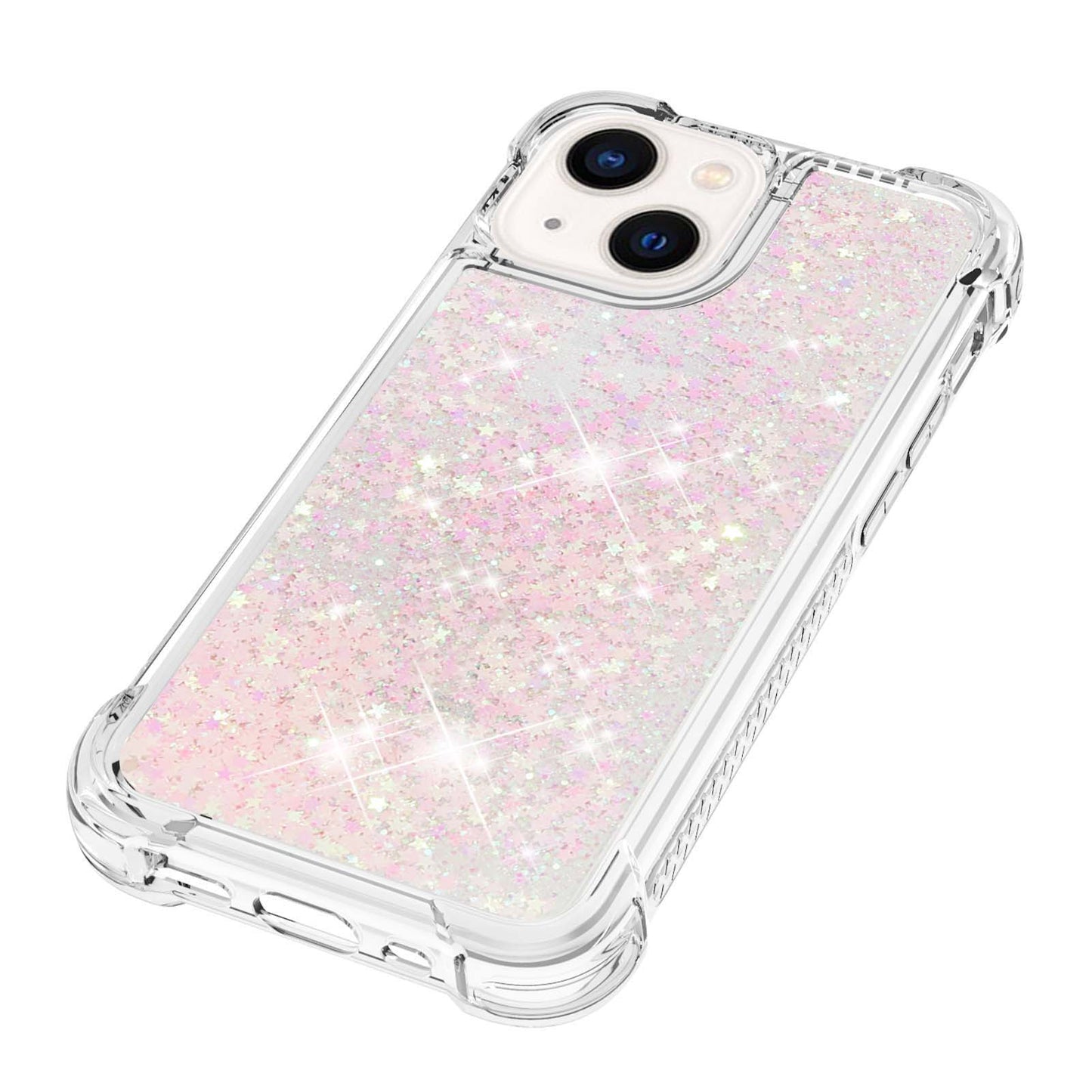 YB Quicksand Series-1 for iPhone 14 6.1 inch, Liquid Floating Glitter Sequins TPU Back Cover Anti-scratch Phone Case