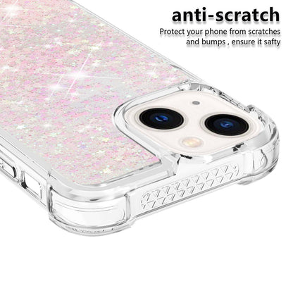 YB Quicksand Series-1 for iPhone 14 6.1 inch, Liquid Floating Glitter Sequins TPU Back Cover Anti-scratch Phone Case