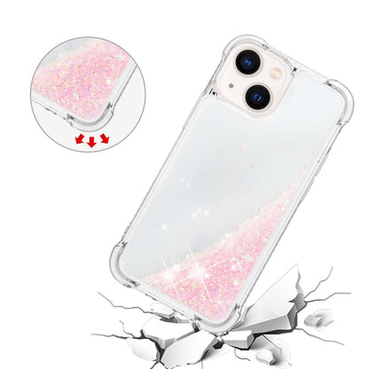 YB Quicksand Series-1 for iPhone 14 6.1 inch, Liquid Floating Glitter Sequins TPU Back Cover Anti-scratch Phone Case