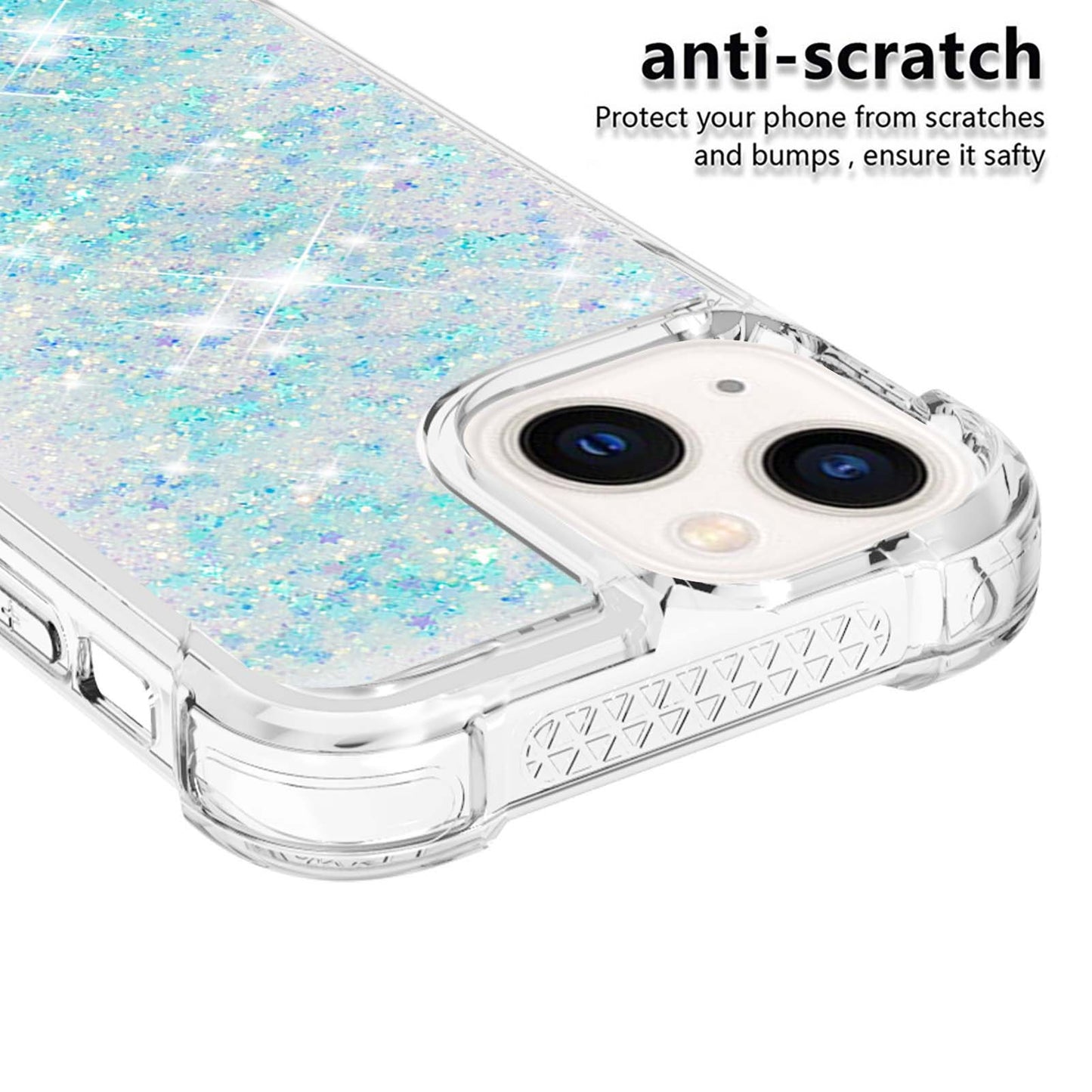 YB Quicksand Series-1 for iPhone 14 6.1 inch, Liquid Floating Glitter Sequins TPU Back Cover Anti-scratch Phone Case