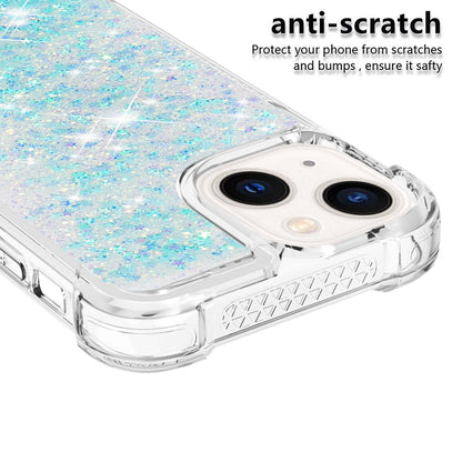 YB Quicksand Series-1 for iPhone 14 6.1 inch, Liquid Floating Glitter Sequins TPU Back Cover Anti-scratch Phone Case