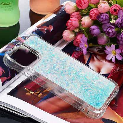 YB Quicksand Series-1 for iPhone 14 6.1 inch, Liquid Floating Glitter Sequins TPU Back Cover Anti-scratch Phone Case