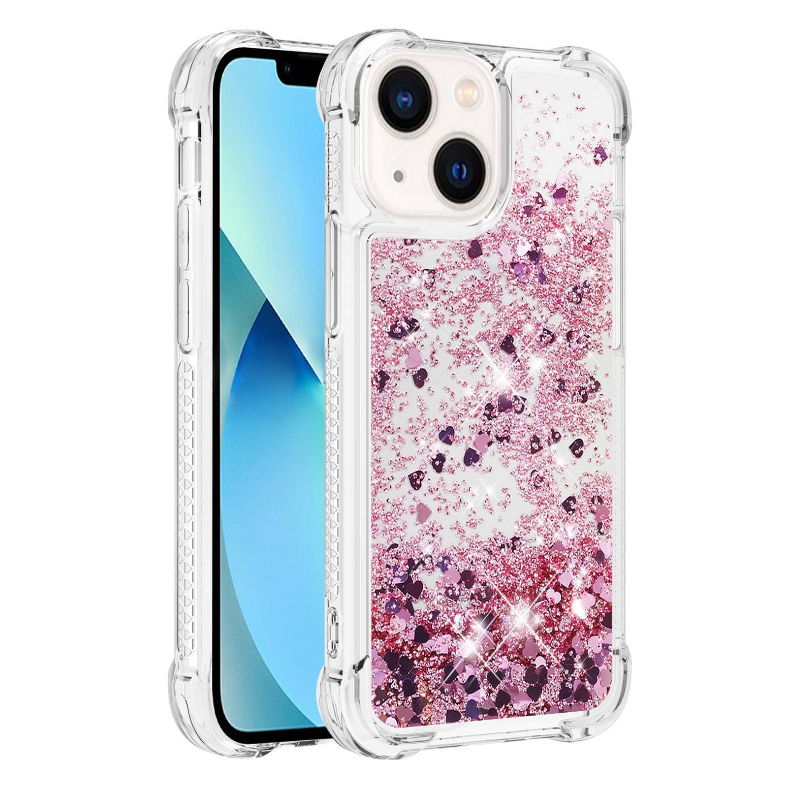 YB Quicksand Series-1 for iPhone 14 6.1 inch, Liquid Floating Glitter Sequins TPU Back Cover Anti-scratch Phone Case