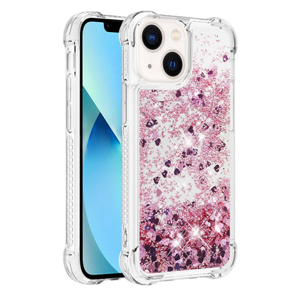 YB Quicksand Series-1 for iPhone 14 6.1 inch, Liquid Floating Glitter Sequins TPU Back Cover Anti-scratch Phone Case