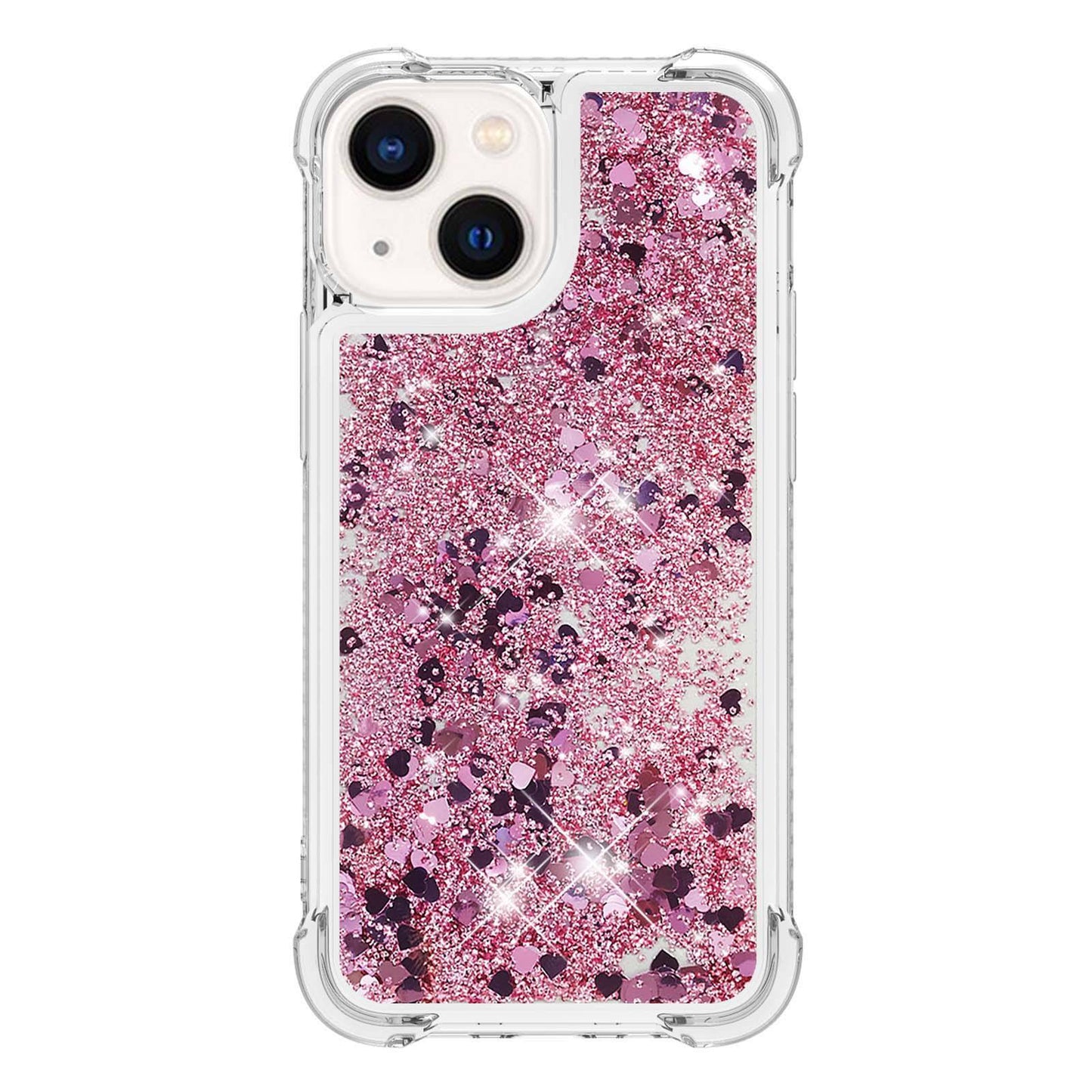 YB Quicksand Series-1 for iPhone 14 6.1 inch, Liquid Floating Glitter Sequins TPU Back Cover Anti-scratch Phone Case